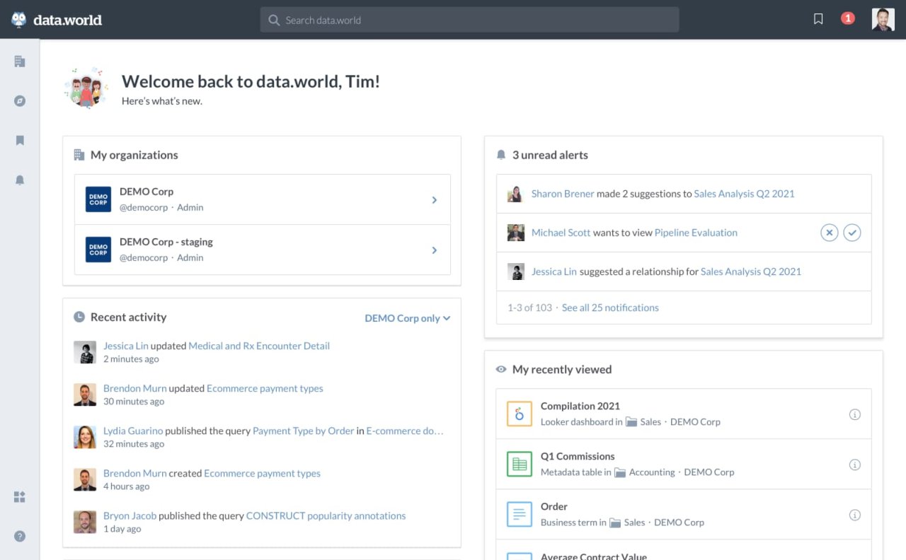 data.world data catalog dashboard.