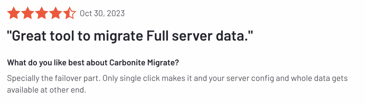 Specially the failover part. Only single click makes it and your server config and whole data gets available at other end.