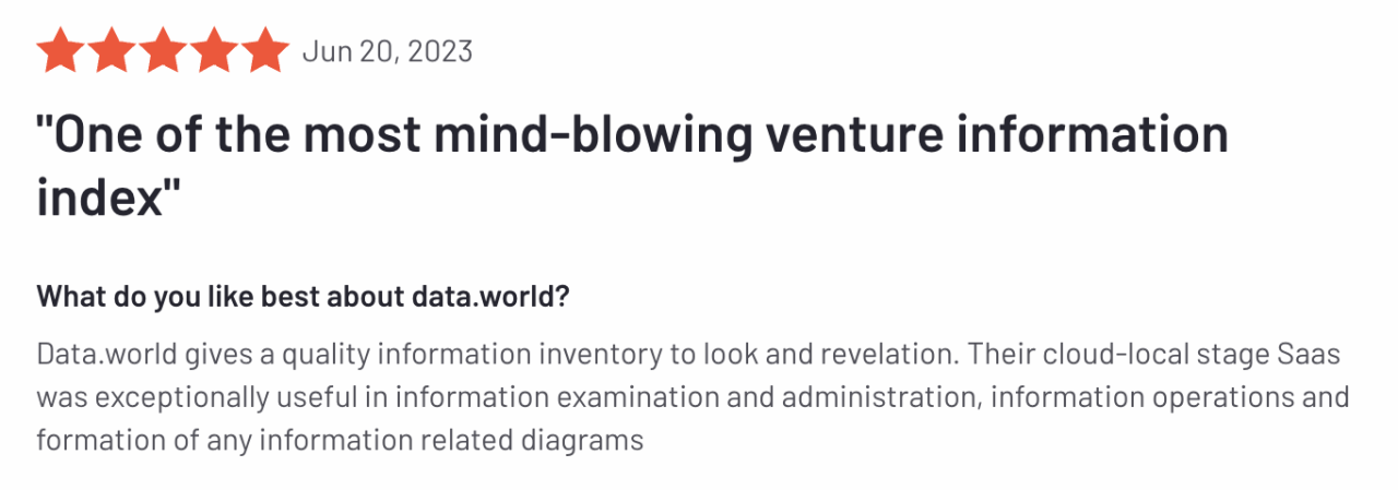 Data.world gives a quality information inventory to look and revelation. Their cloud-local stage Saas was exceptionally useful in information examination and administration, information operations and formation of any information related diagrams Review collected by and hosted on G2.com.