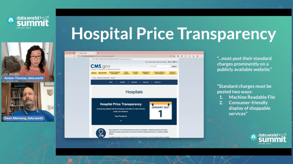 Amber Thomas and Dean Allemang talk about data.world's effort to document public hospital pricing data